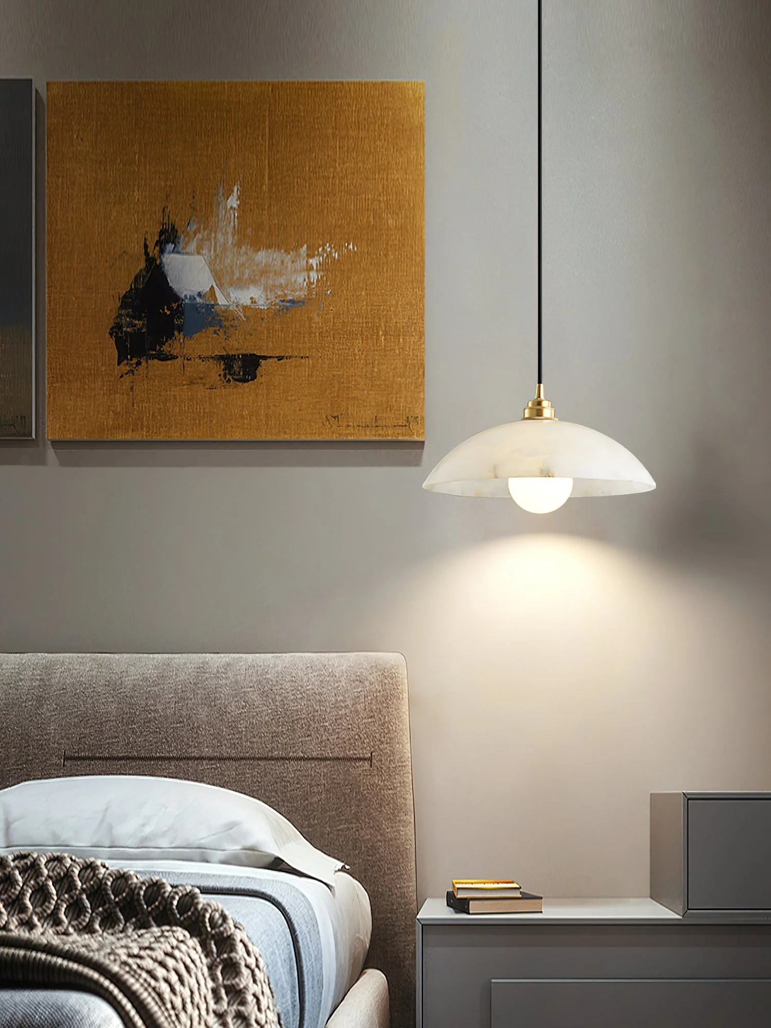 Rovyn Modern Alabaster Brass Pendant Light - Image 14