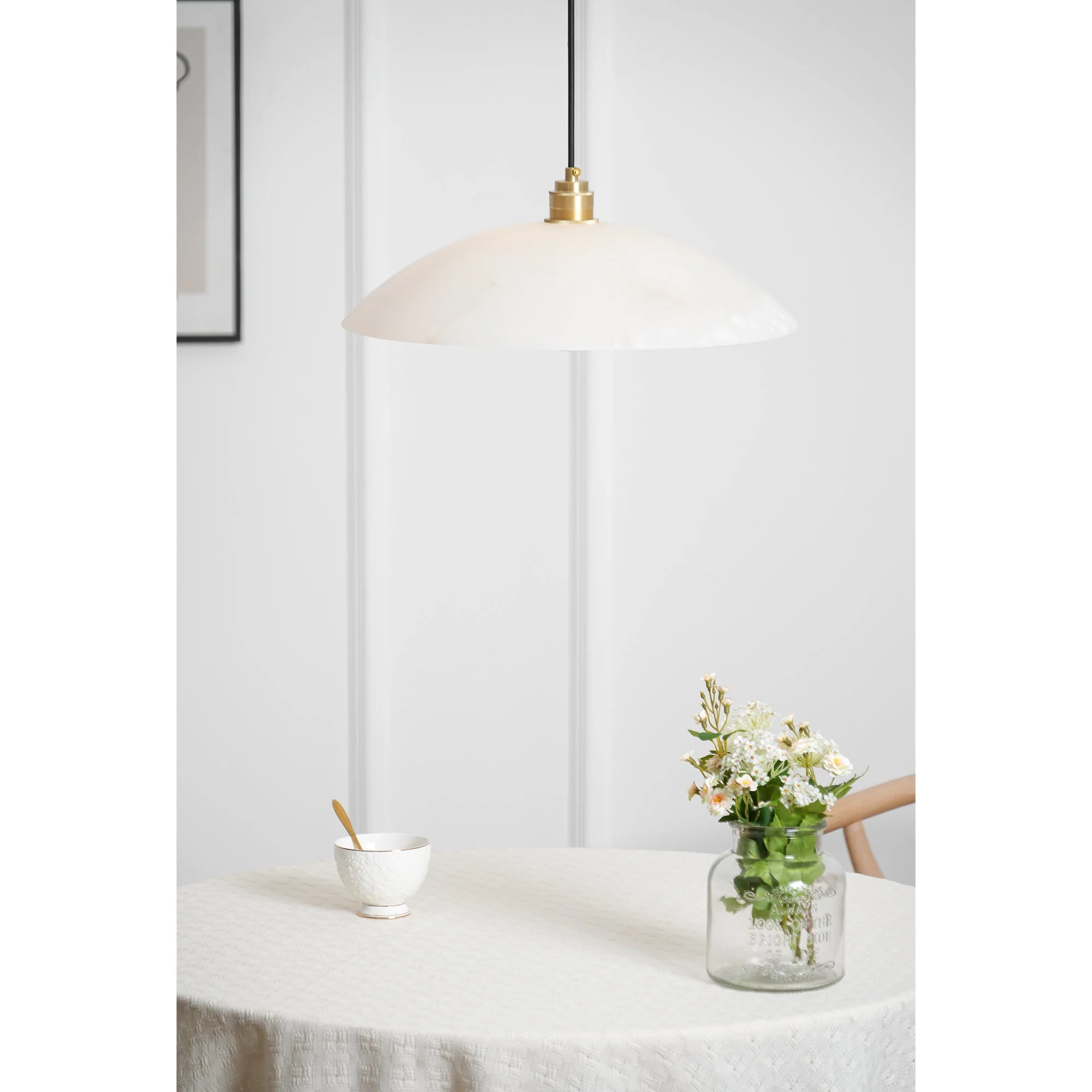 Rovyn Modern Alabaster Brass Pendant Light - Image 18