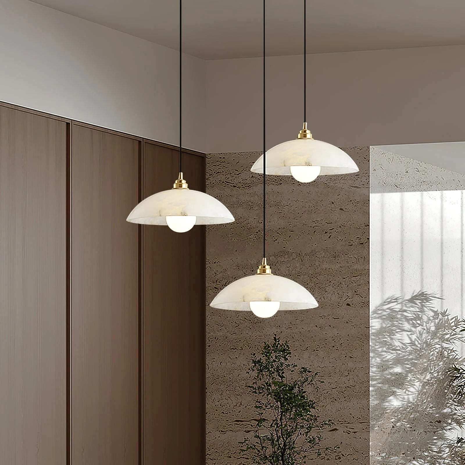 Rovyn Modern Alabaster Brass Pendant Light - Image 4