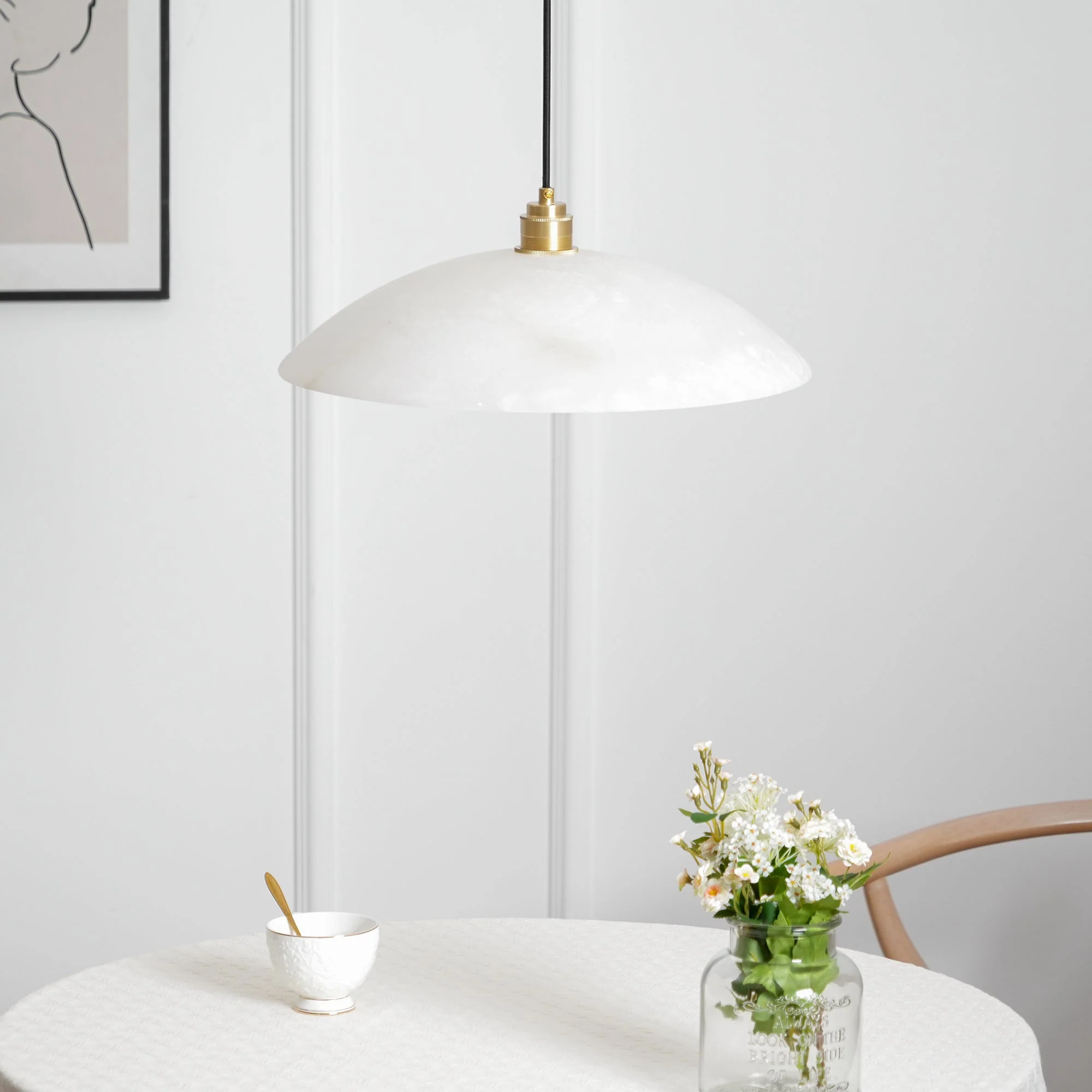 Rovyn Modern Alabaster Brass Pendant Light - Image 40