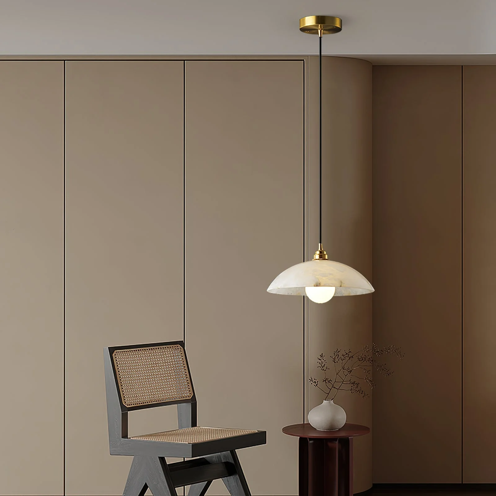 Rovyn Modern Alabaster Brass Pendant Light - Image 7