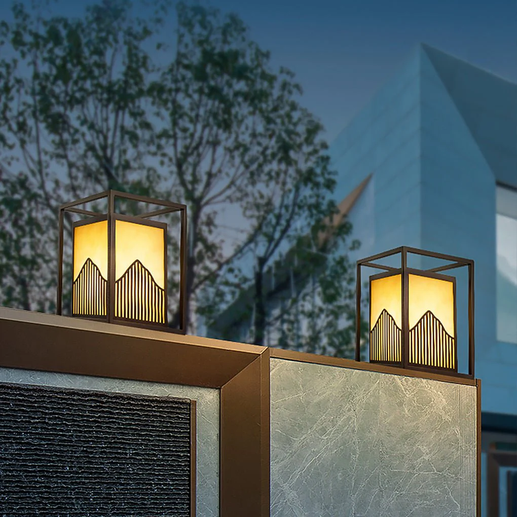 Samantha Elegant Classic Square Marble Outdoor Light - Image 2
