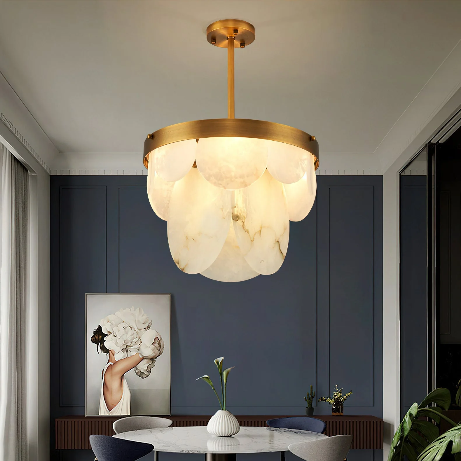 Sasha Modern Alabaster Chandelier - Image 4
