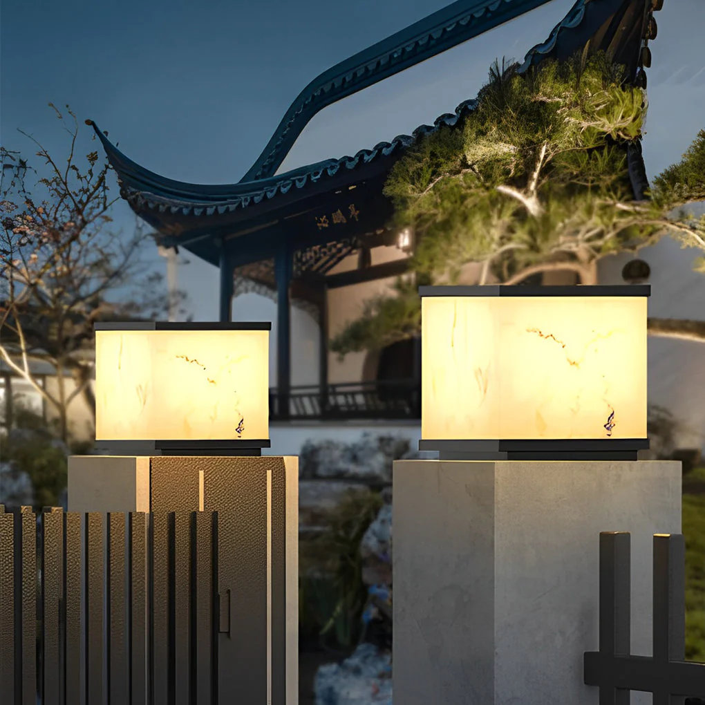 Scott LED Modern Marble Outdoor Fence Post Lights