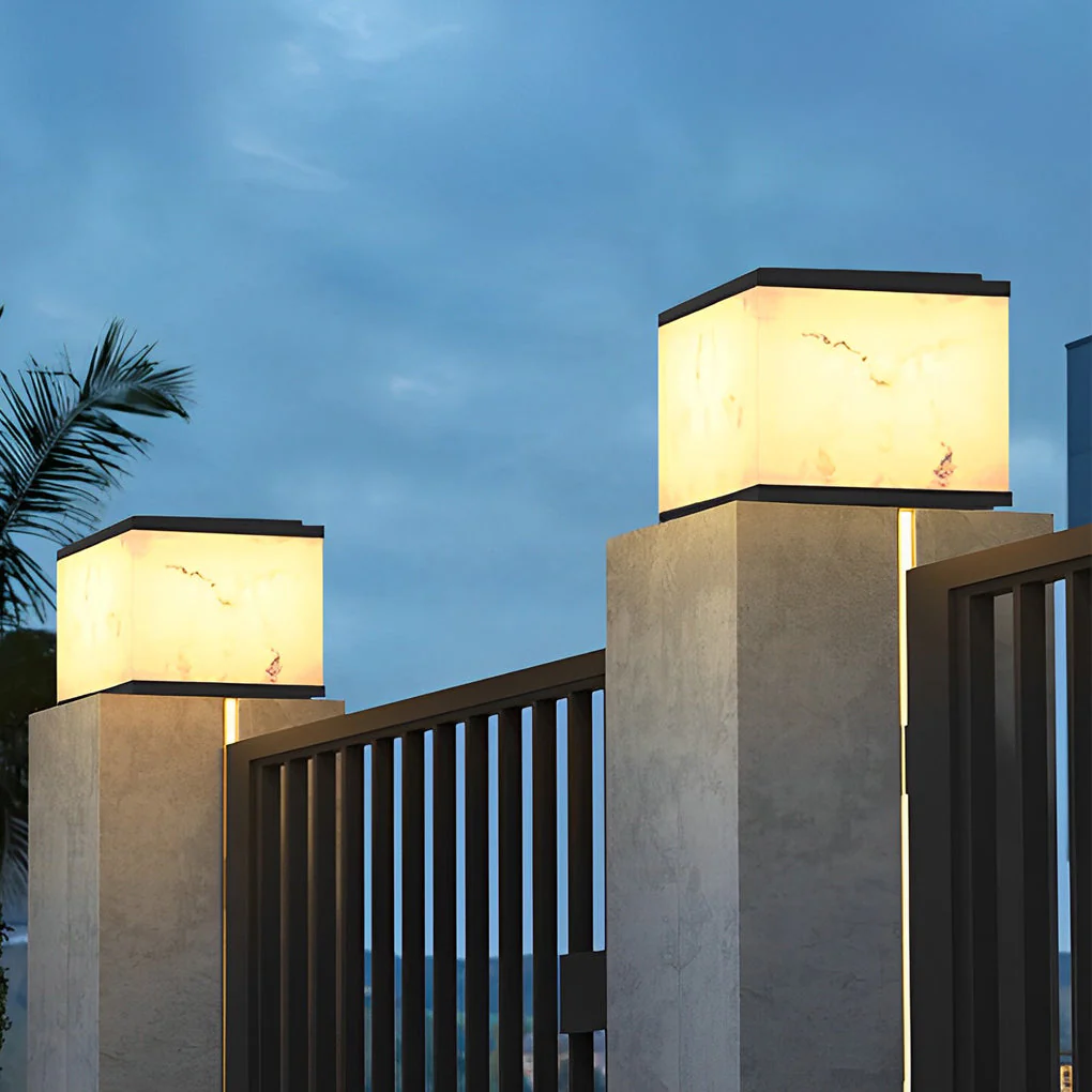 Scott LED Modern Marble Outdoor Fence Post Lights - Image 3