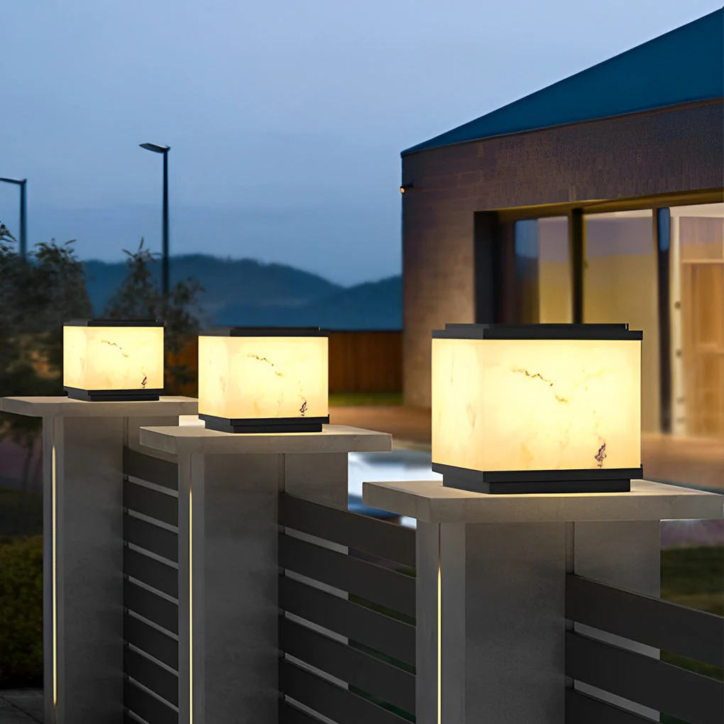 Scott LED Modern Marble Outdoor Fence Post Lights - Image 4