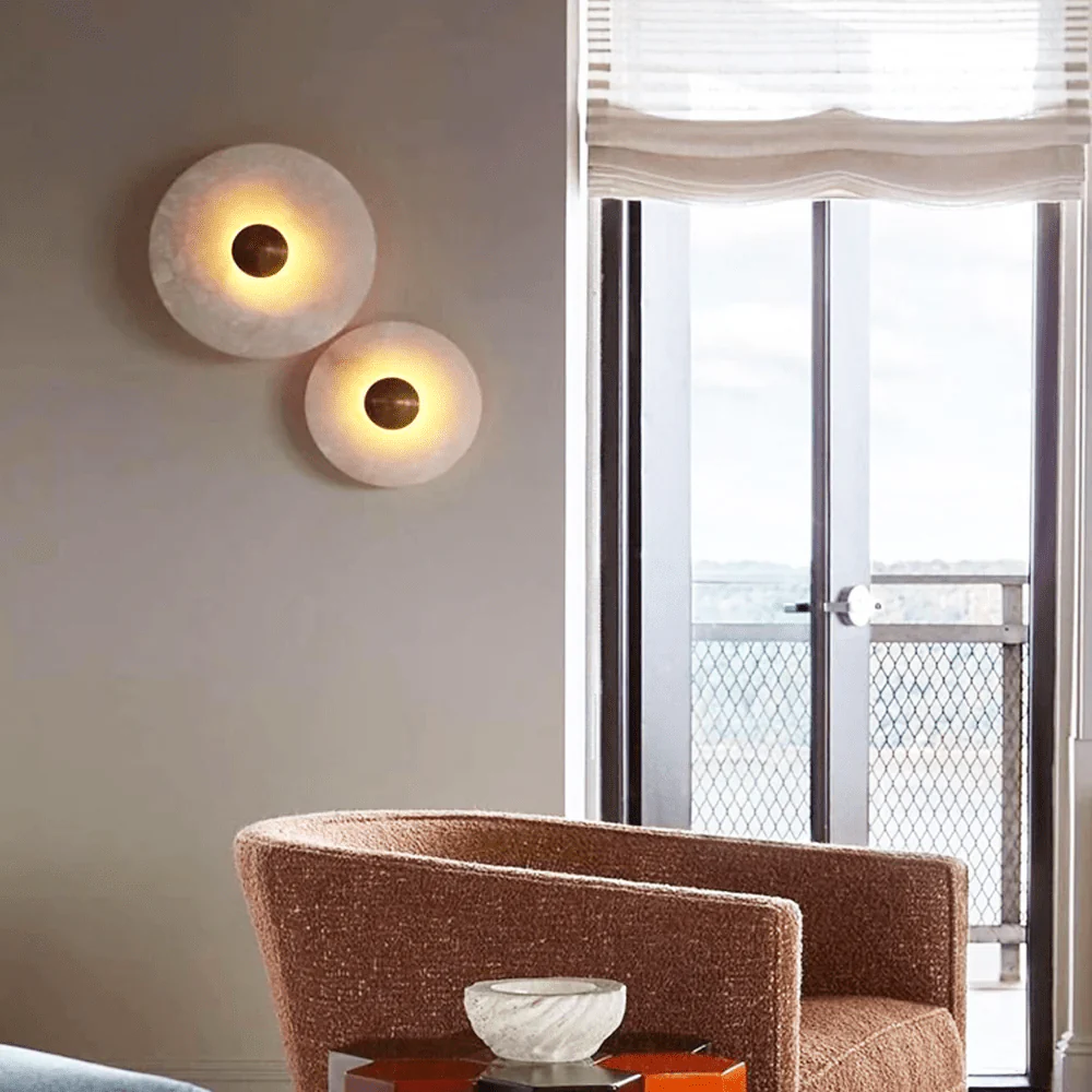 Selene Minimalist Alabaster Ceiling Light - Image 57