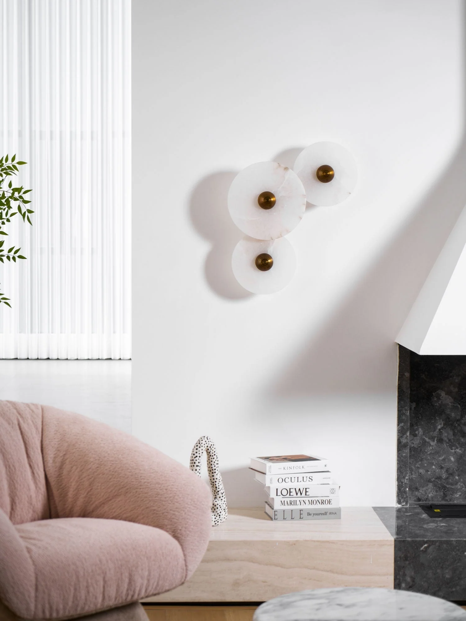 Selene Minimalist Alabaster Ceiling Light - Image 63