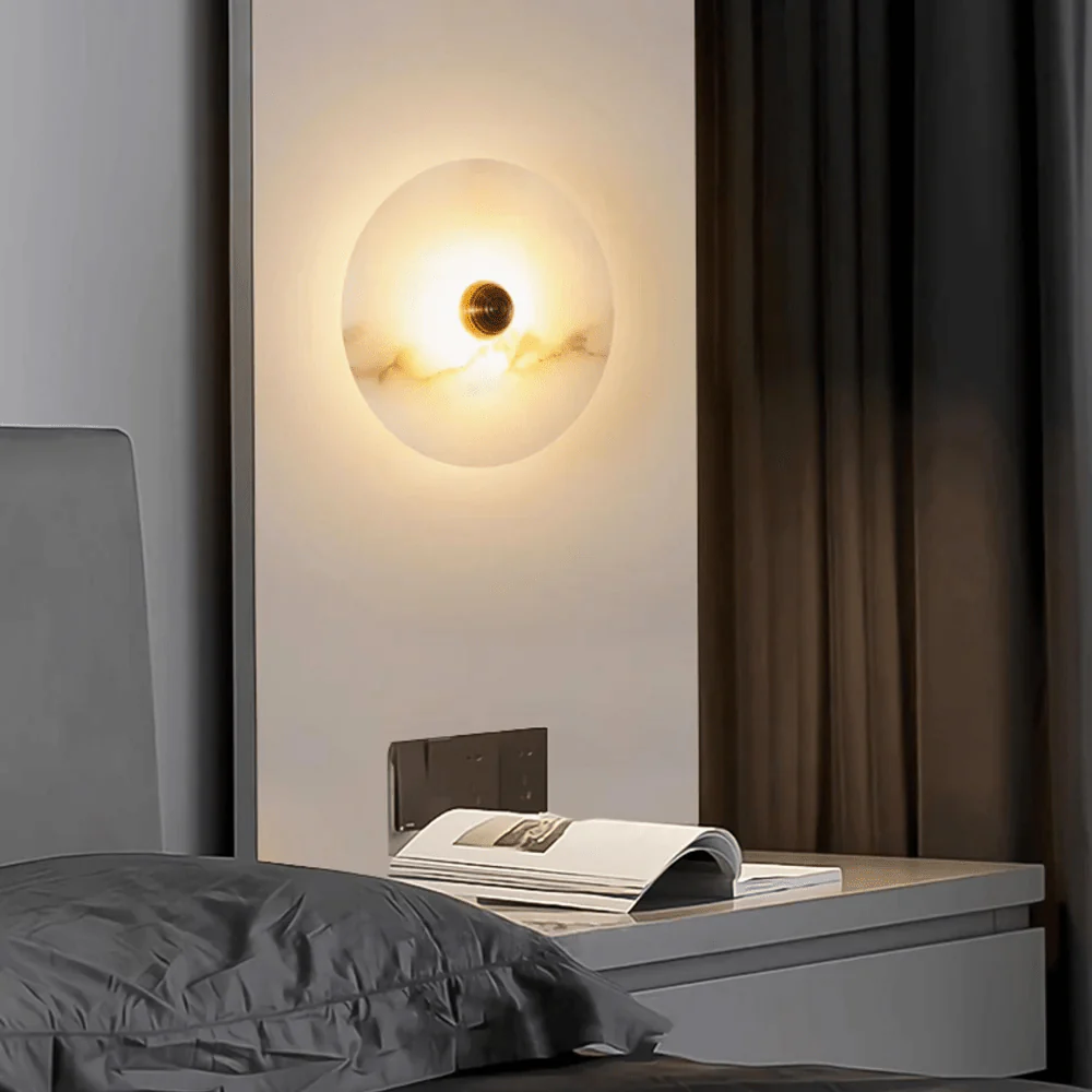 Selene Minimalist Alabaster Ceiling Light - Image 64