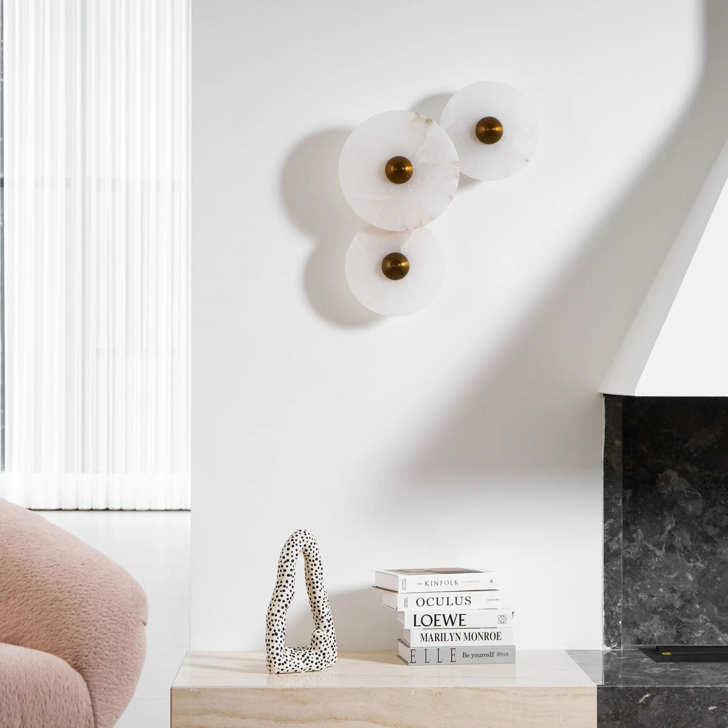 Selene Minimalist Alabaster Ceiling Light - Image 66