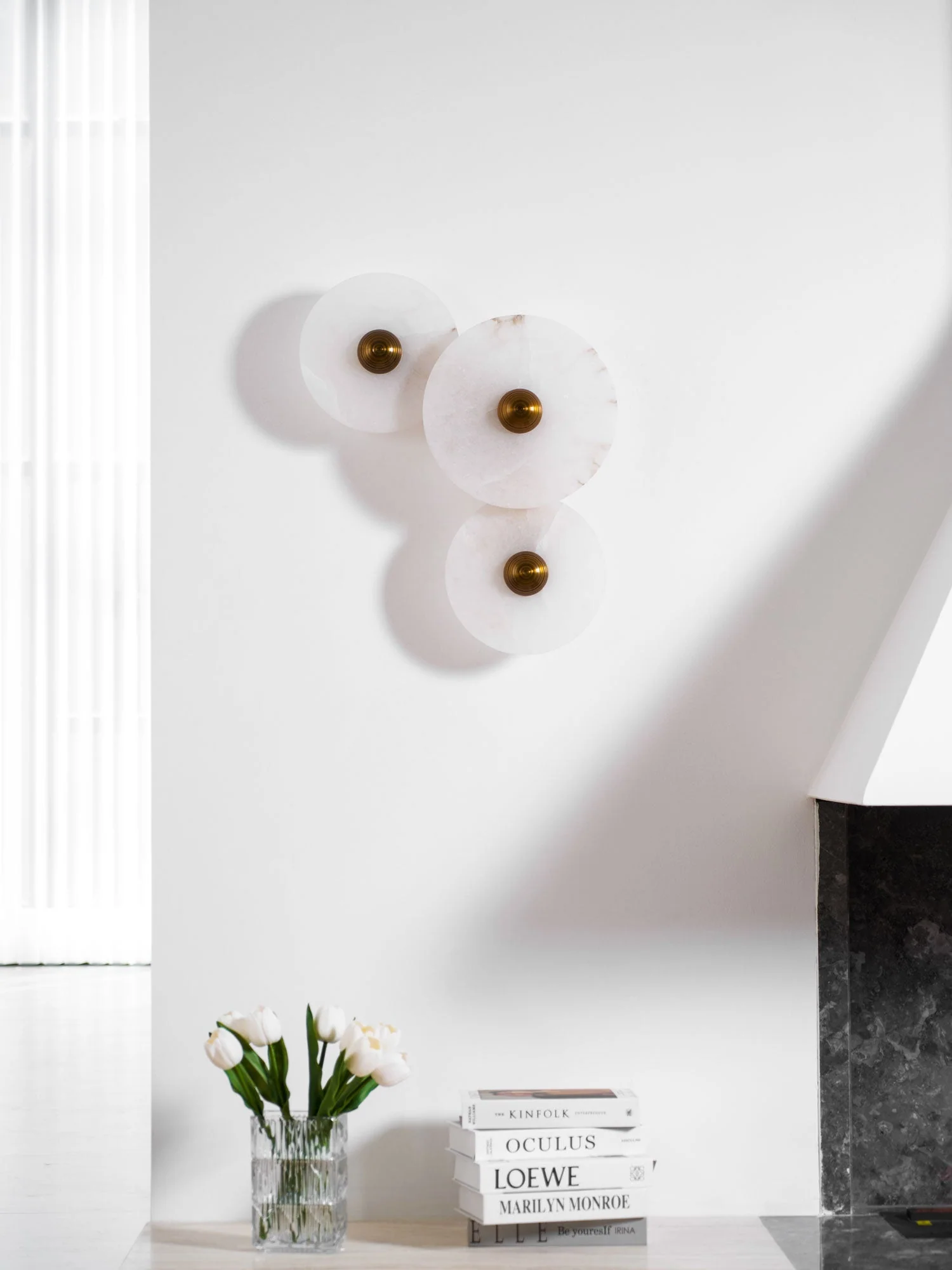 Selene Minimalist Alabaster Ceiling Light - Image 68