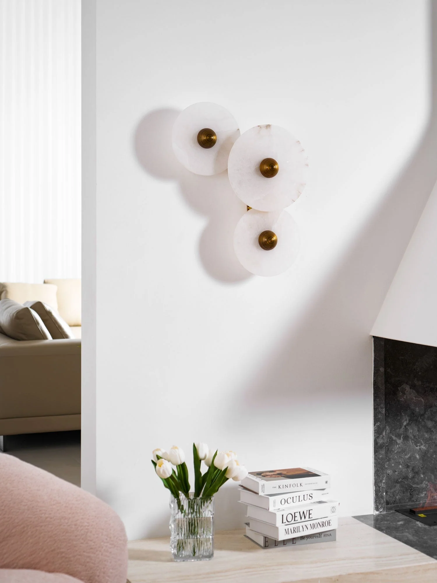 Selene Minimalist Alabaster Ceiling Light - Image 69