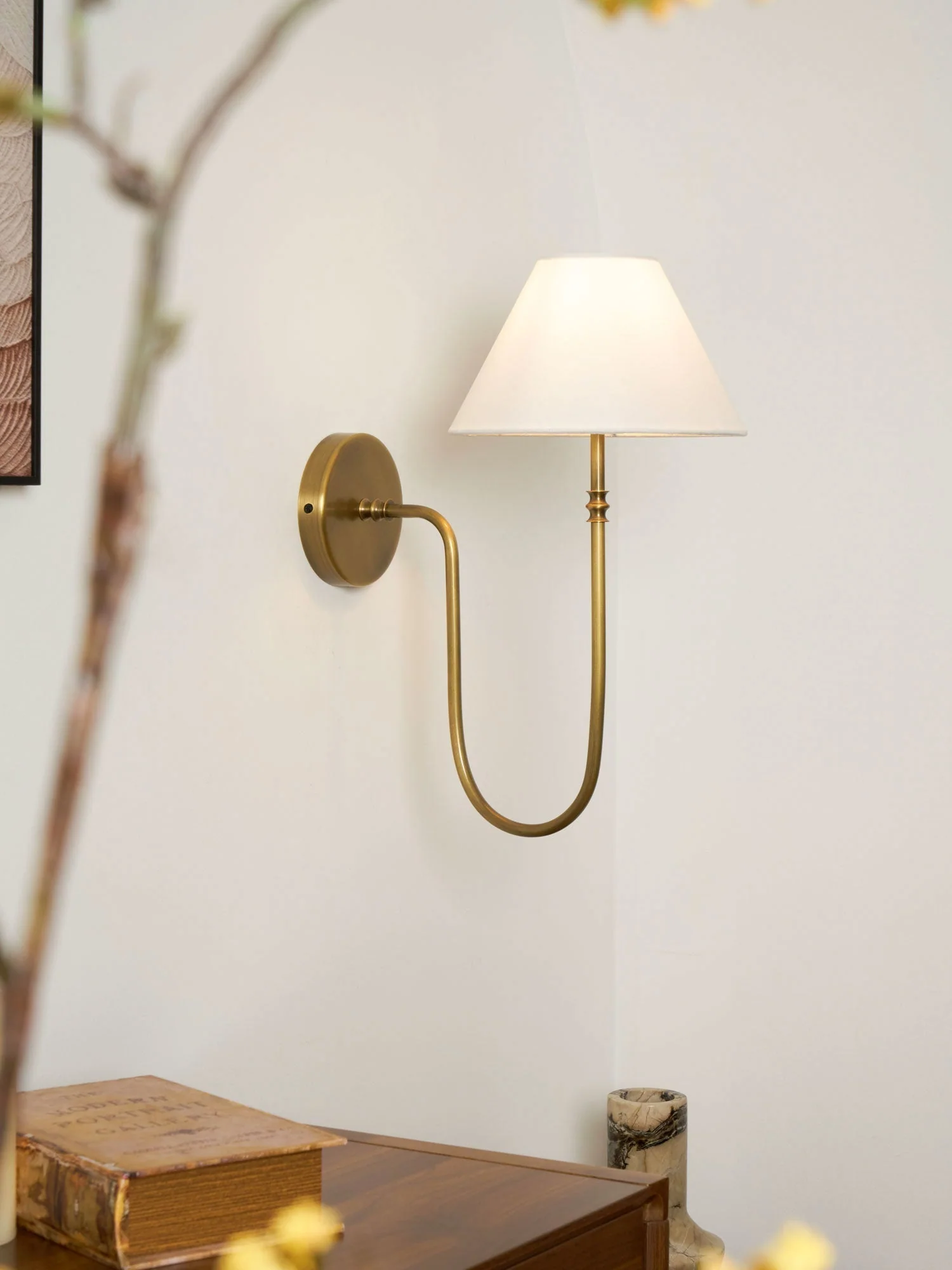 Silvery Vintage Industrial Fabric Wall Light - Image 4