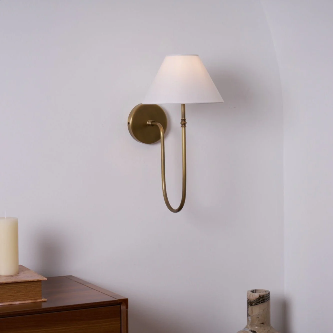 Silvery Vintage Industrial Fabric Wall Light - Image 5