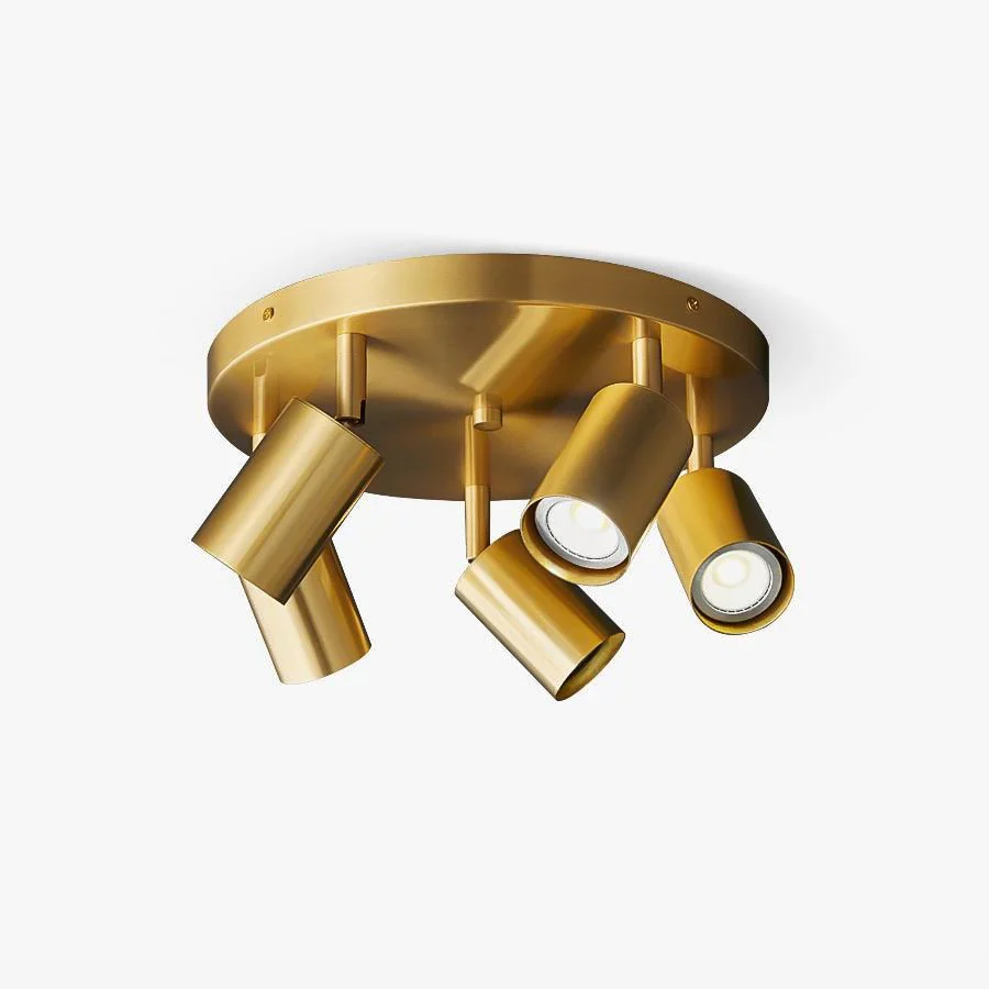 Solara Ceiling Lamp Brass Cylinder Adjustable Contemporary