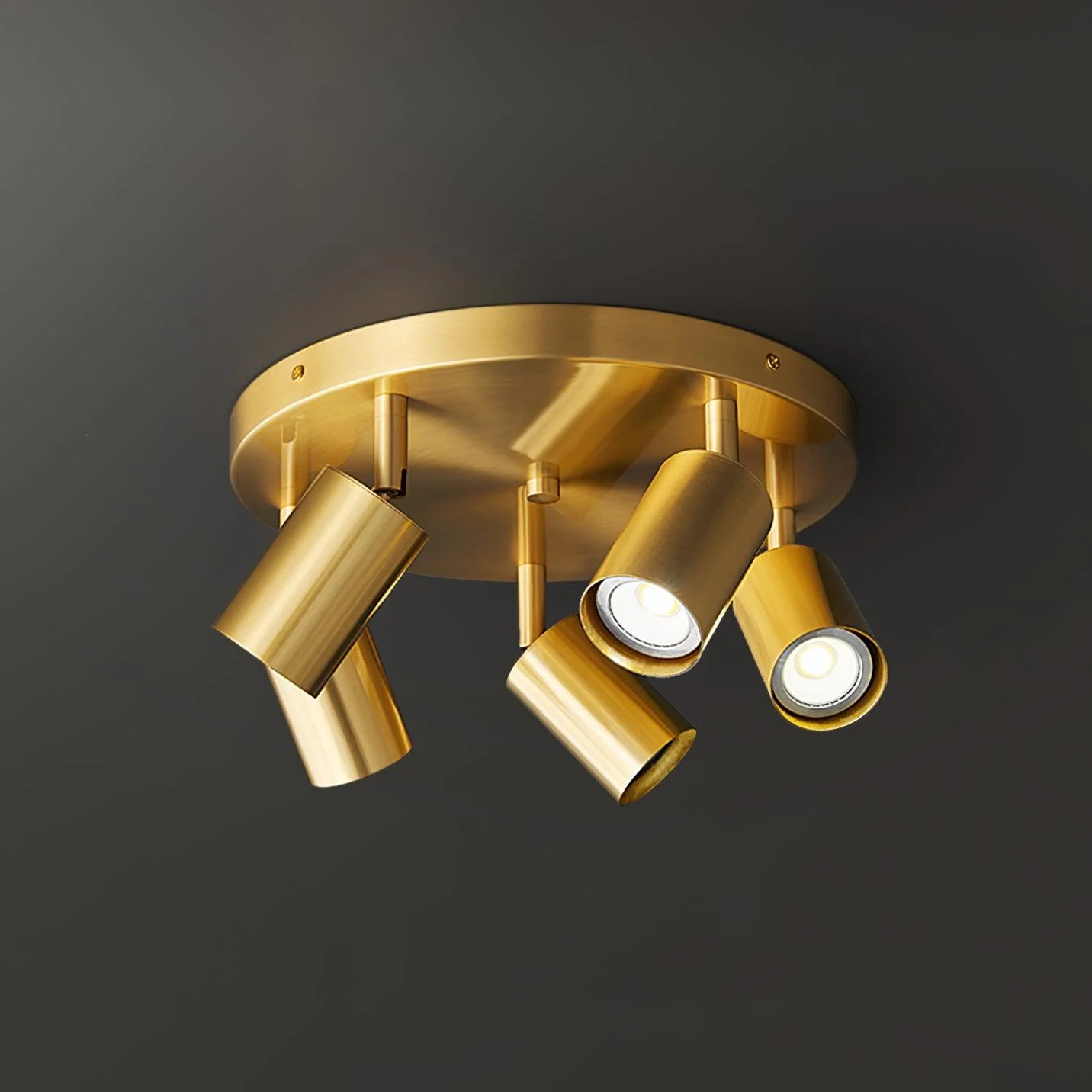 Solara Ceiling Lamp Brass Cylinder Adjustable Contemporary - Image 11