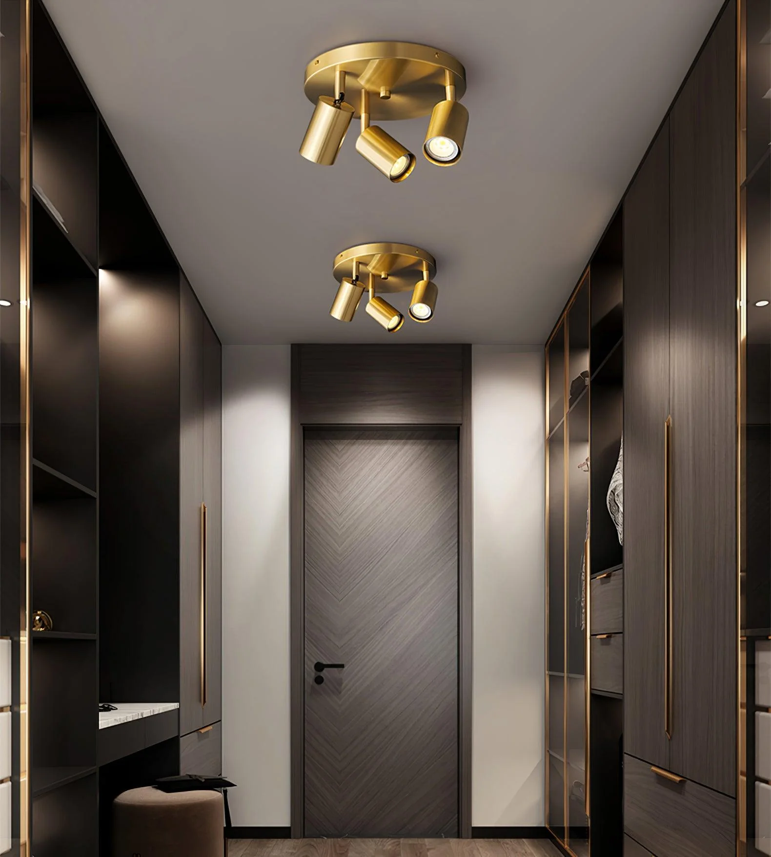 Solara Ceiling Lamp Brass Cylinder Adjustable Contemporary - Image 19