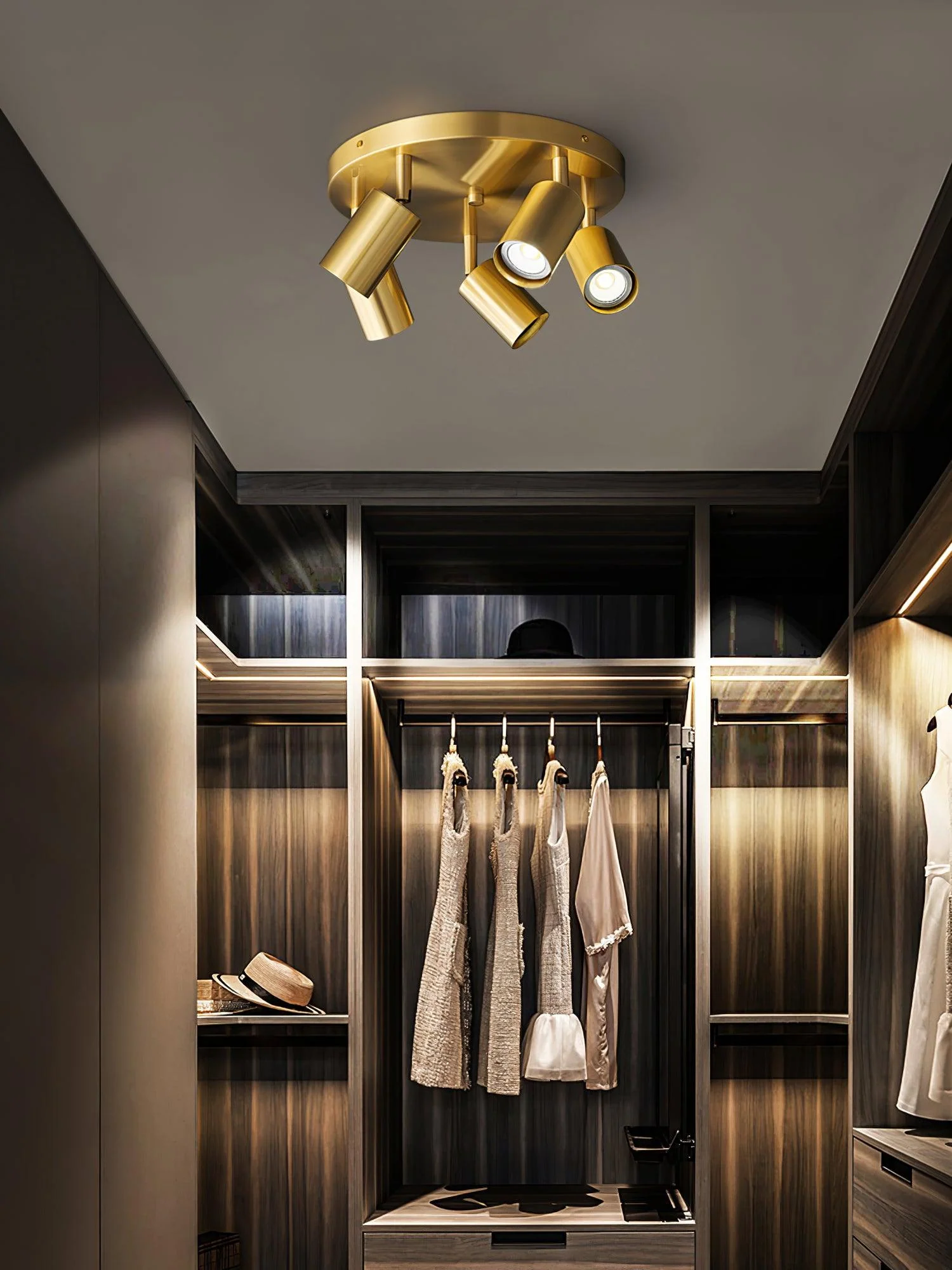 Solara Ceiling Lamp Brass Cylinder Adjustable Contemporary - Image 20