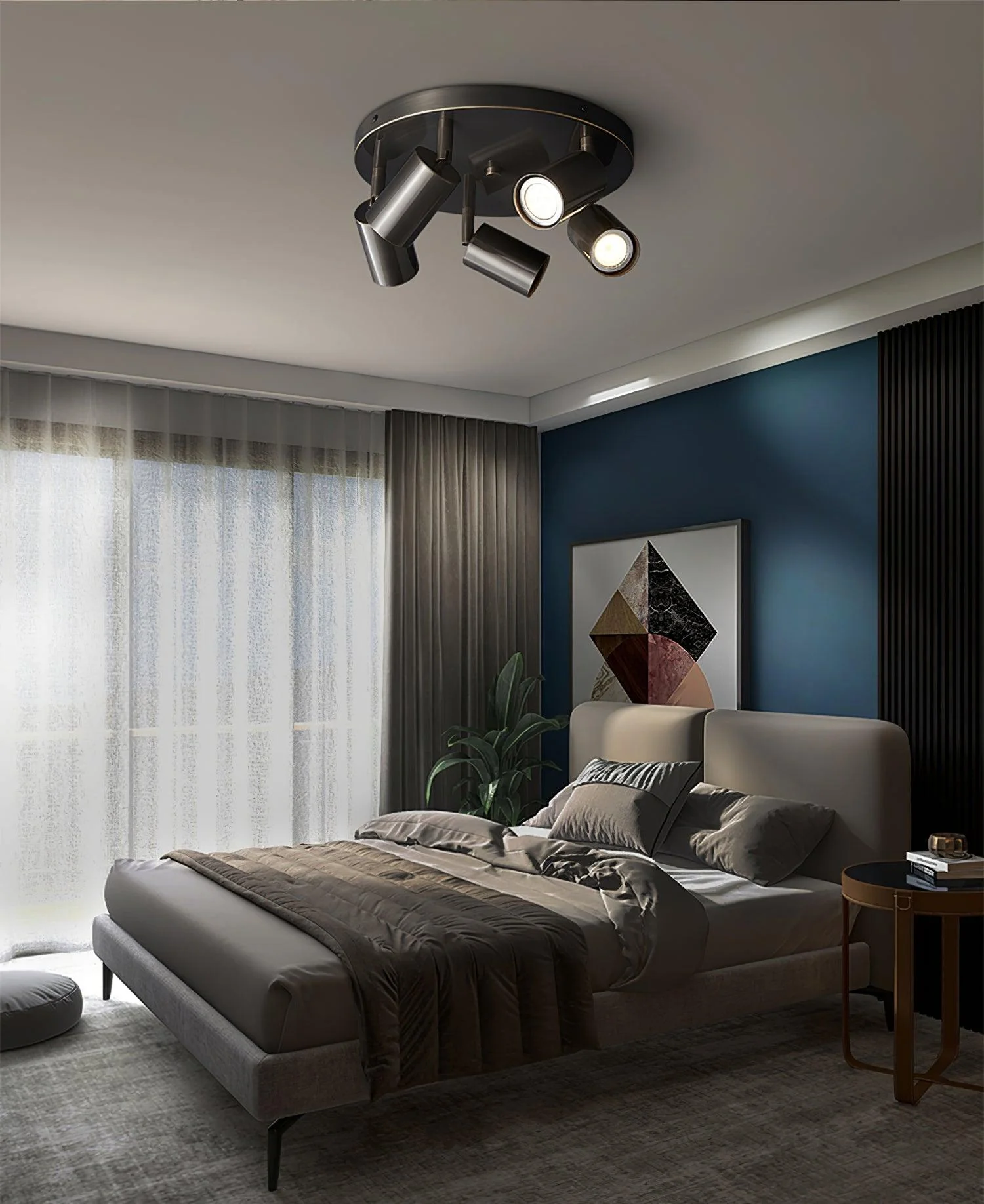 Solara Ceiling Lamp Brass Cylinder Adjustable Contemporary - Image 21