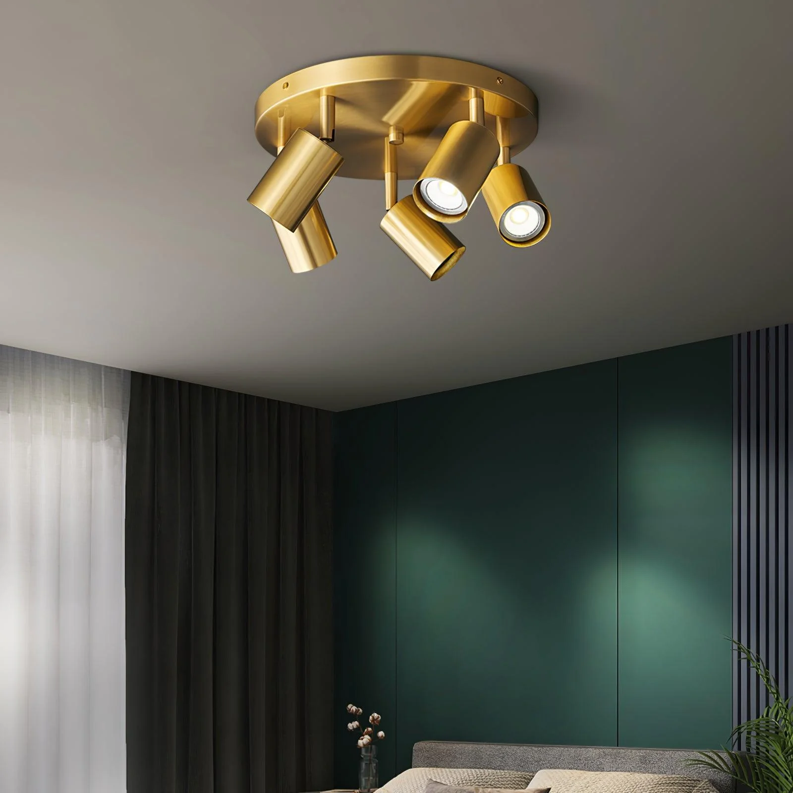 Solara Ceiling Lamp Brass Cylinder Adjustable Contemporary - Image 4