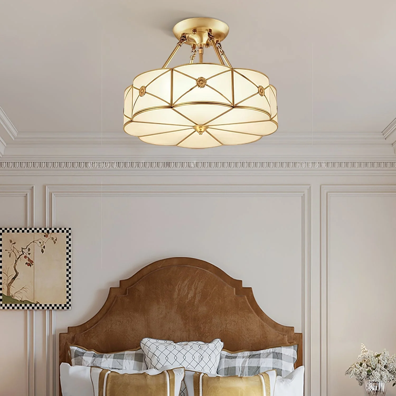 Solara Ceiling Lamp Brass Scalloped Frosted Classic - Image 10