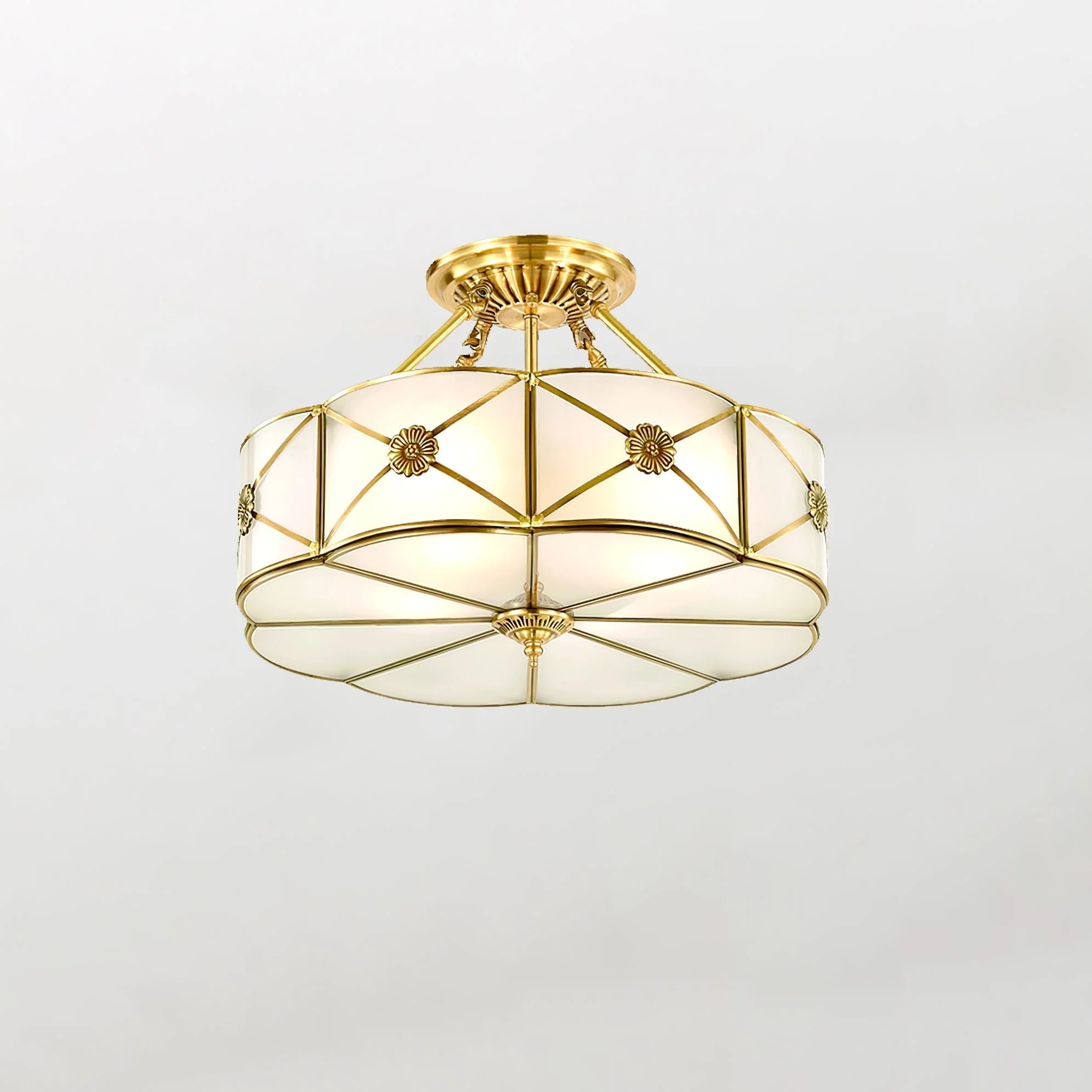 Solara Ceiling Lamp Brass Scalloped Frosted Classic - Image 2