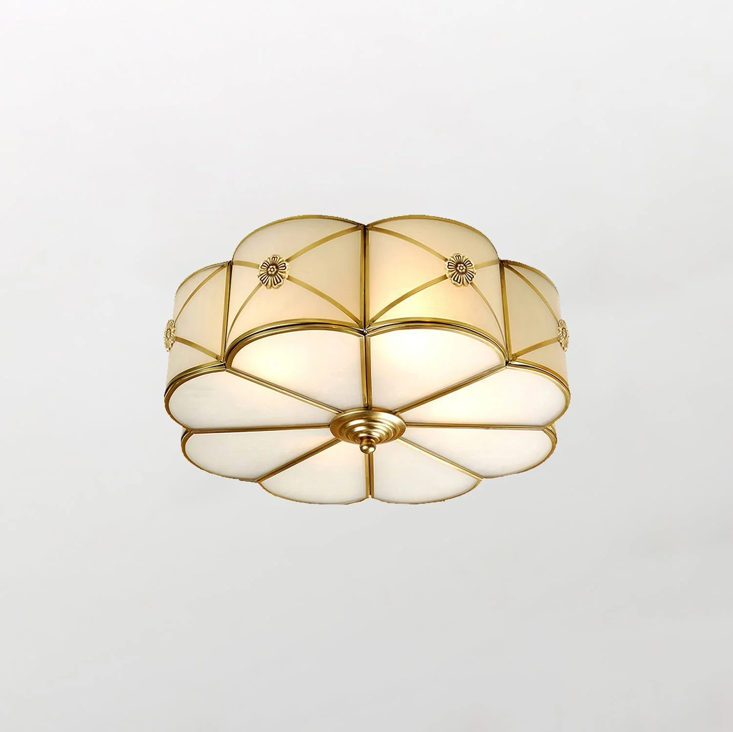 Solara Ceiling Lamp Brass Scalloped Frosted Classic - Image 24