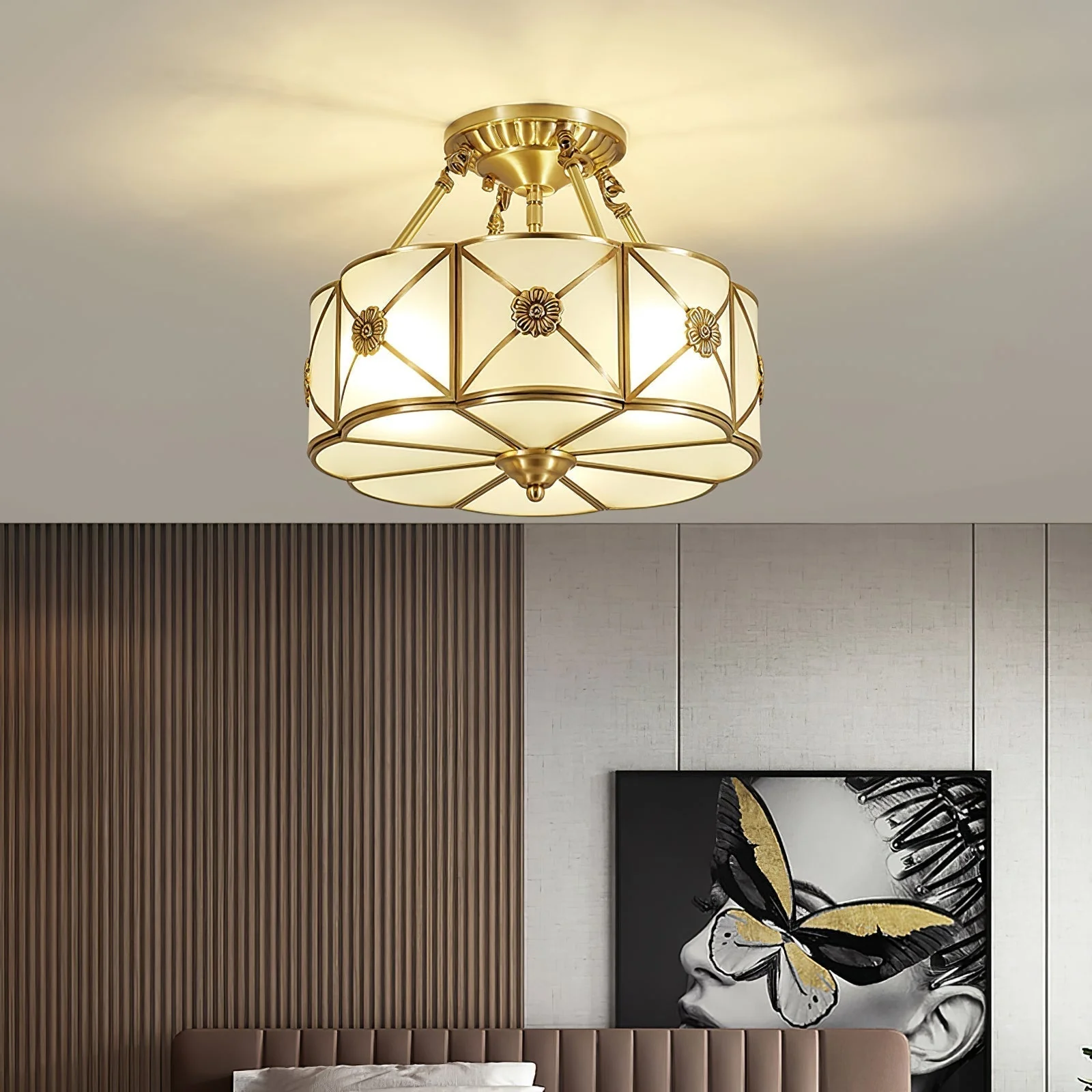 Solara Ceiling Lamp Brass Scalloped Frosted Classic - Image 34