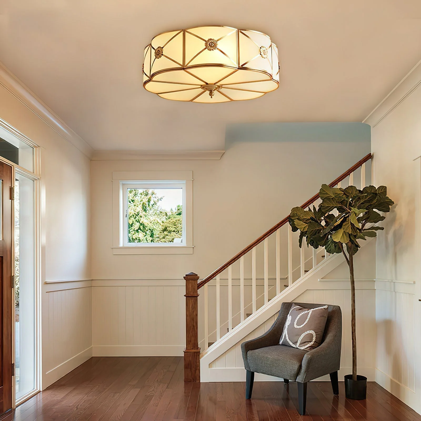 Solara Ceiling Lamp Brass Scalloped Frosted Classic - Image 35