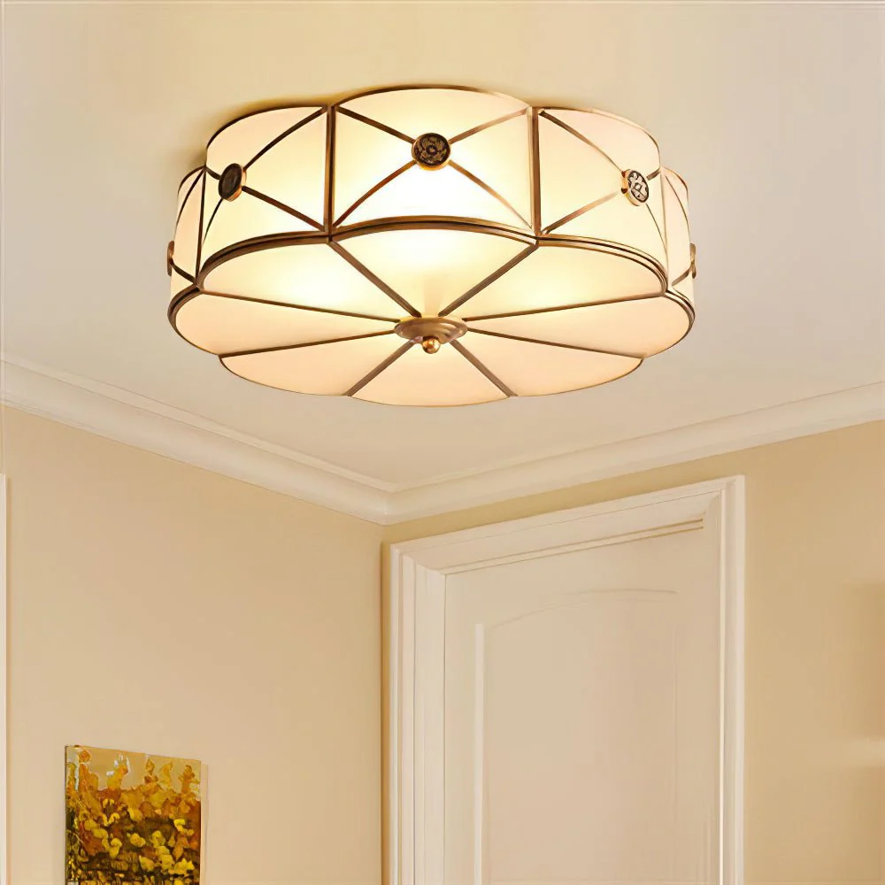 Solara Ceiling Lamp Brass Scalloped Frosted Classic - Image 47