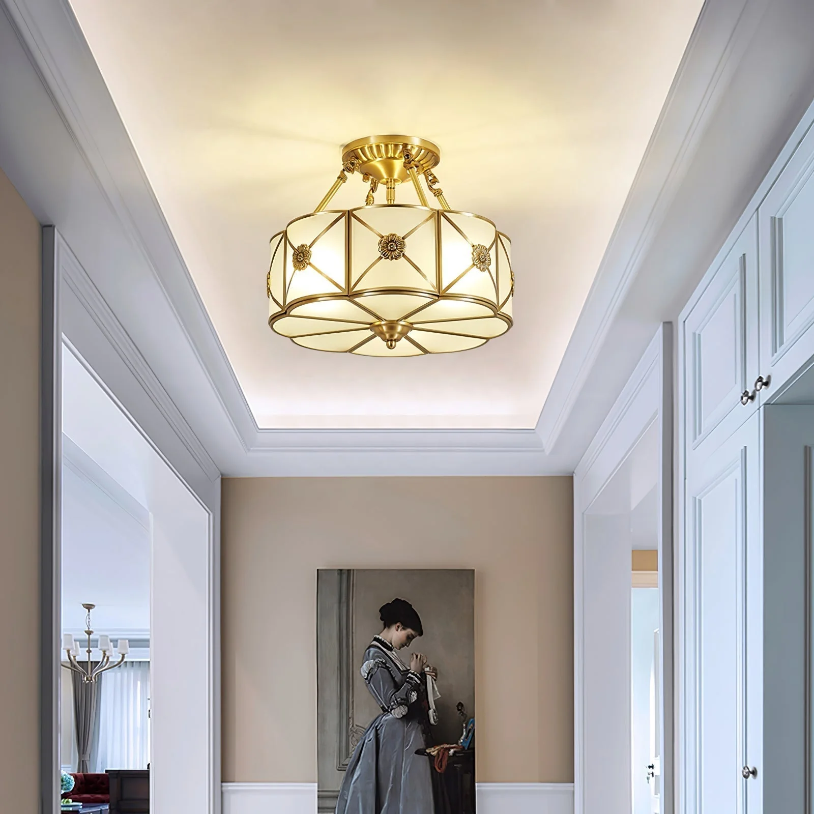Solara Ceiling Lamp Brass Scalloped Frosted Classic - Image 49