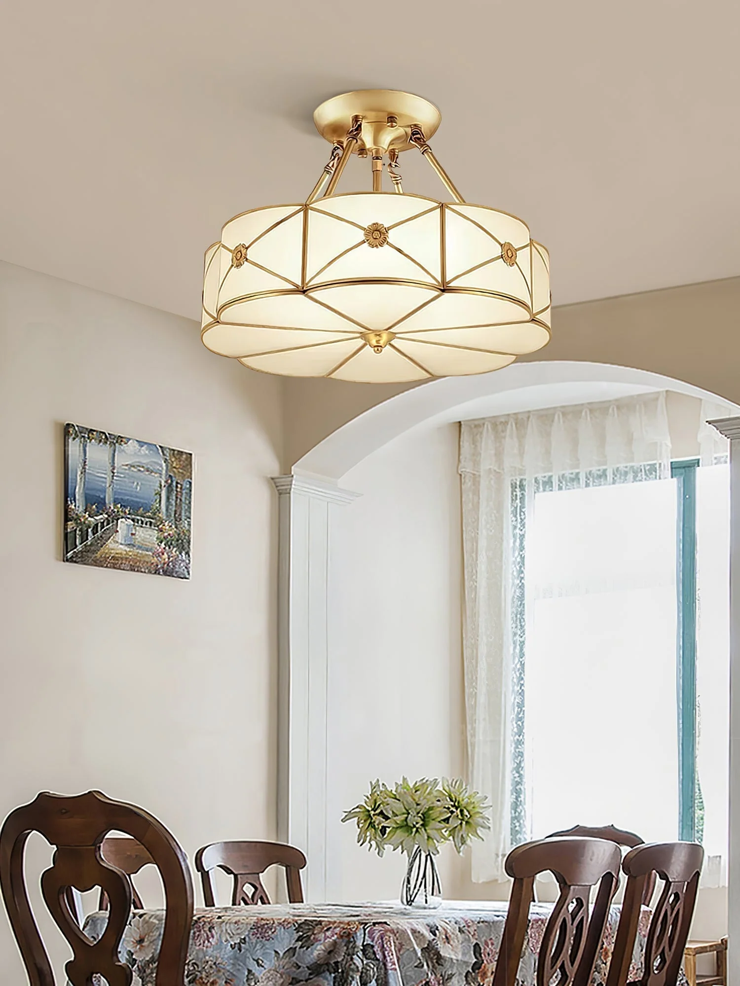 Solara Ceiling Lamp Brass Scalloped Frosted Classic - Image 50