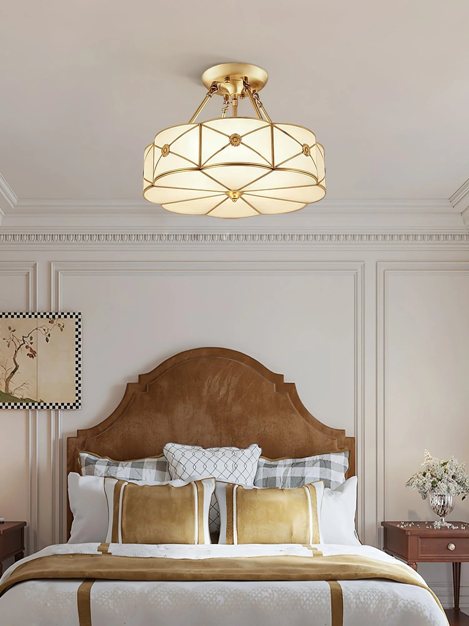 Solara Ceiling Lamp Brass Scalloped Frosted Classic - Image 6