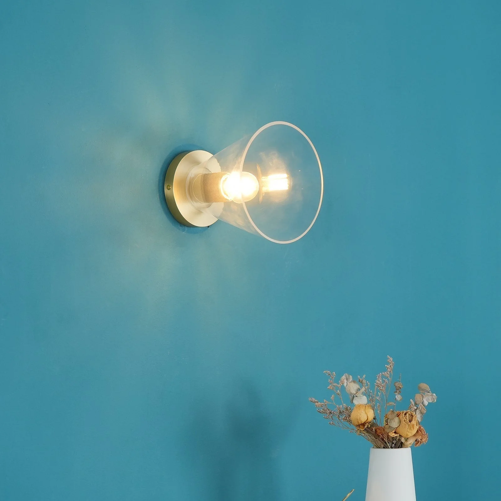 Solara Ceiling Lamp Cone Glass Brass Minimalist Industrial - Image 12