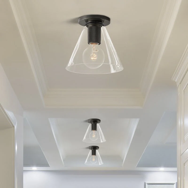 Solara Ceiling Lamp Cone Glass Brass Minimalist Industrial - Image 2