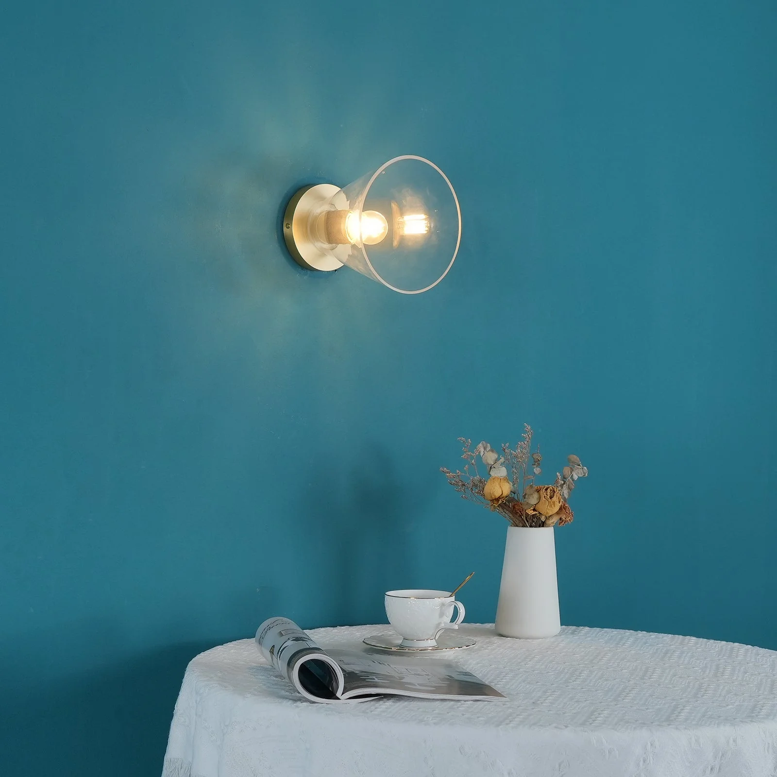 Solara Ceiling Lamp Cone Glass Brass Minimalist Industrial - Image 22