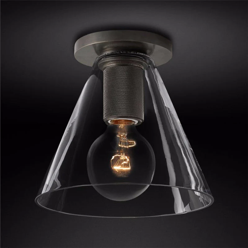Solara Ceiling Lamp Cone Glass Brass Minimalist Industrial - Image 5