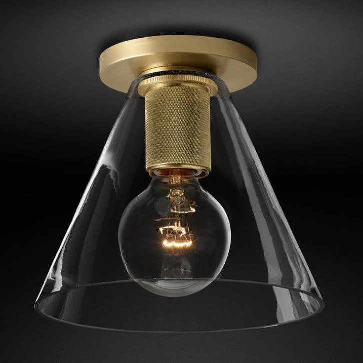 Solara Ceiling Lamp Cone Glass Brass Minimalist Industrial - Image 9