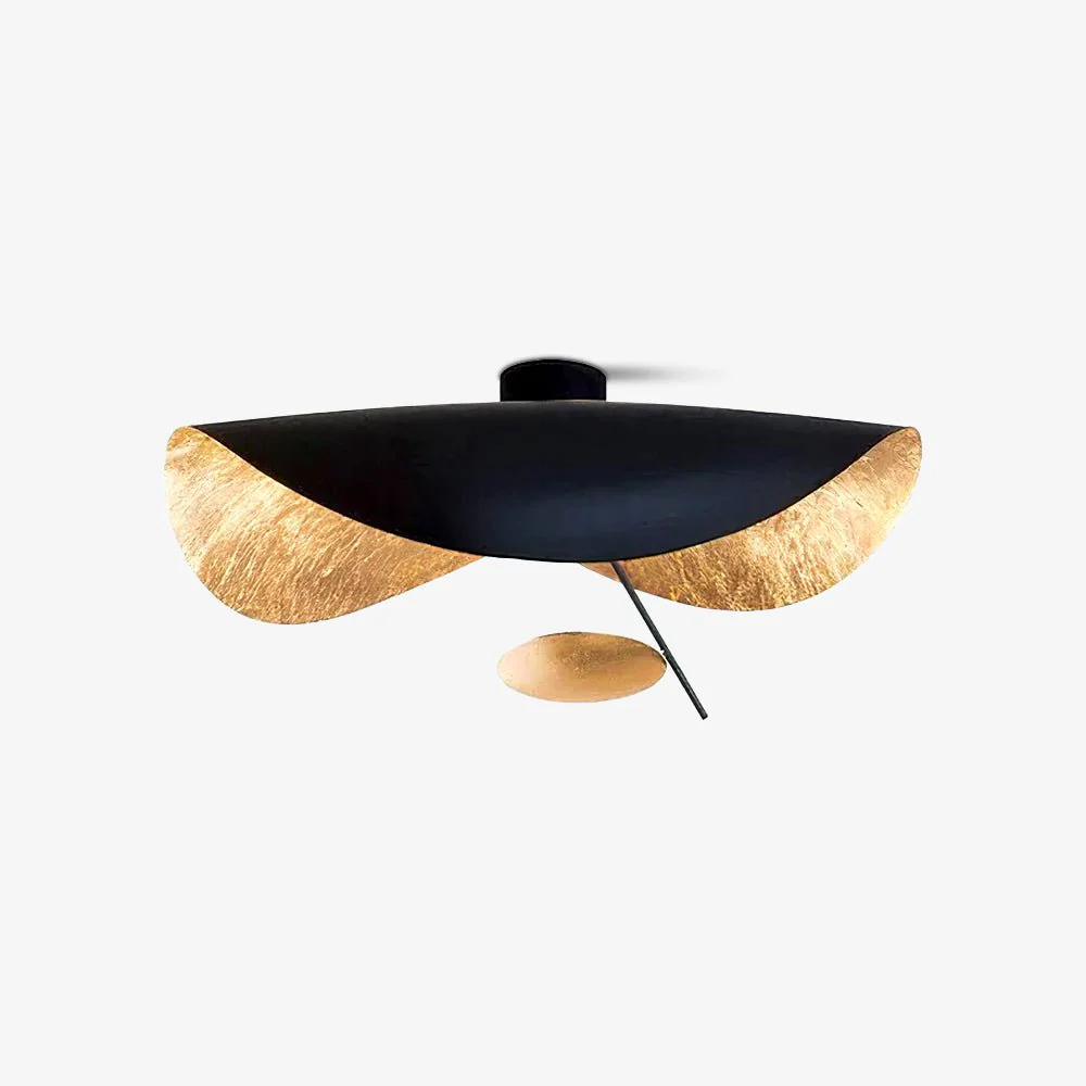 Solara Ceiling Lamp Curved Shade and Gold Interior