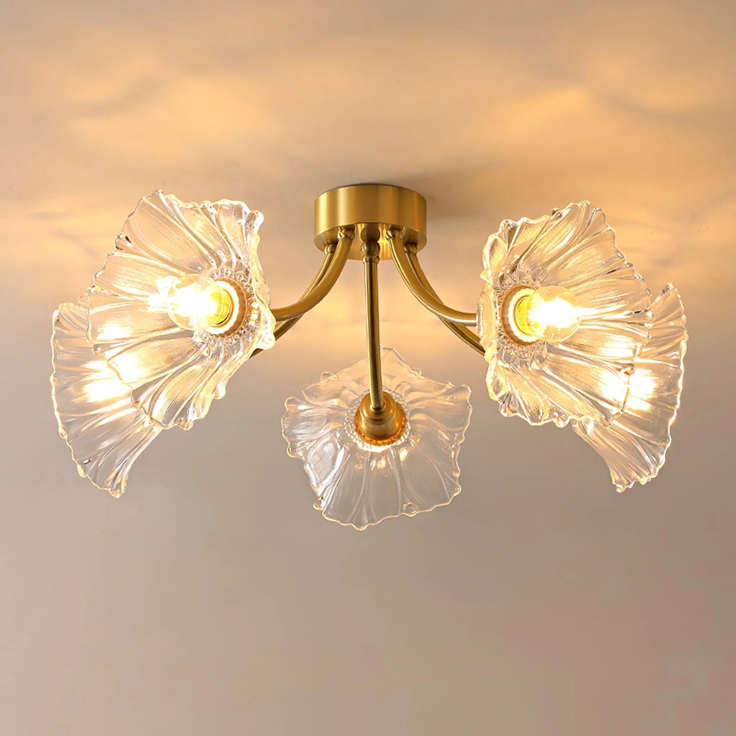 Solara Ceiling Lamp Flower Glass Petal Chic Elegant - Image 5