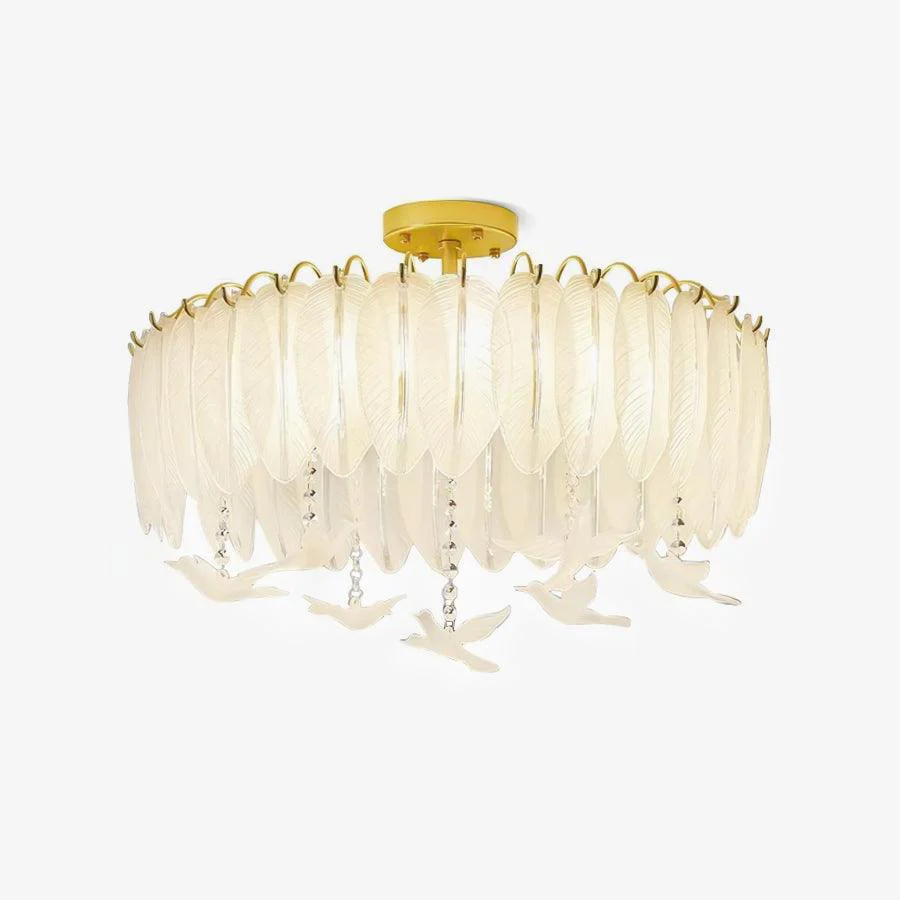 Solara Ceiling Lamp Glass Feather Bird Elegant