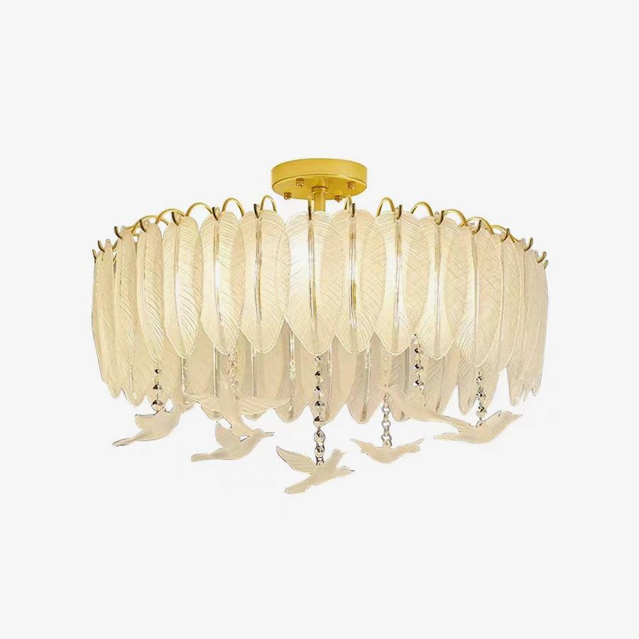 Solara Ceiling Lamp Glass Feather Bird Elegant - Image 10