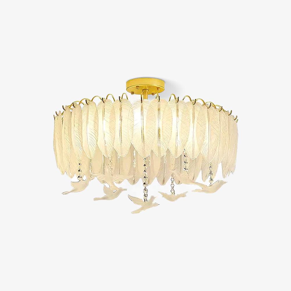 Solara Ceiling Lamp Glass Feather Bird Elegant - Image 14