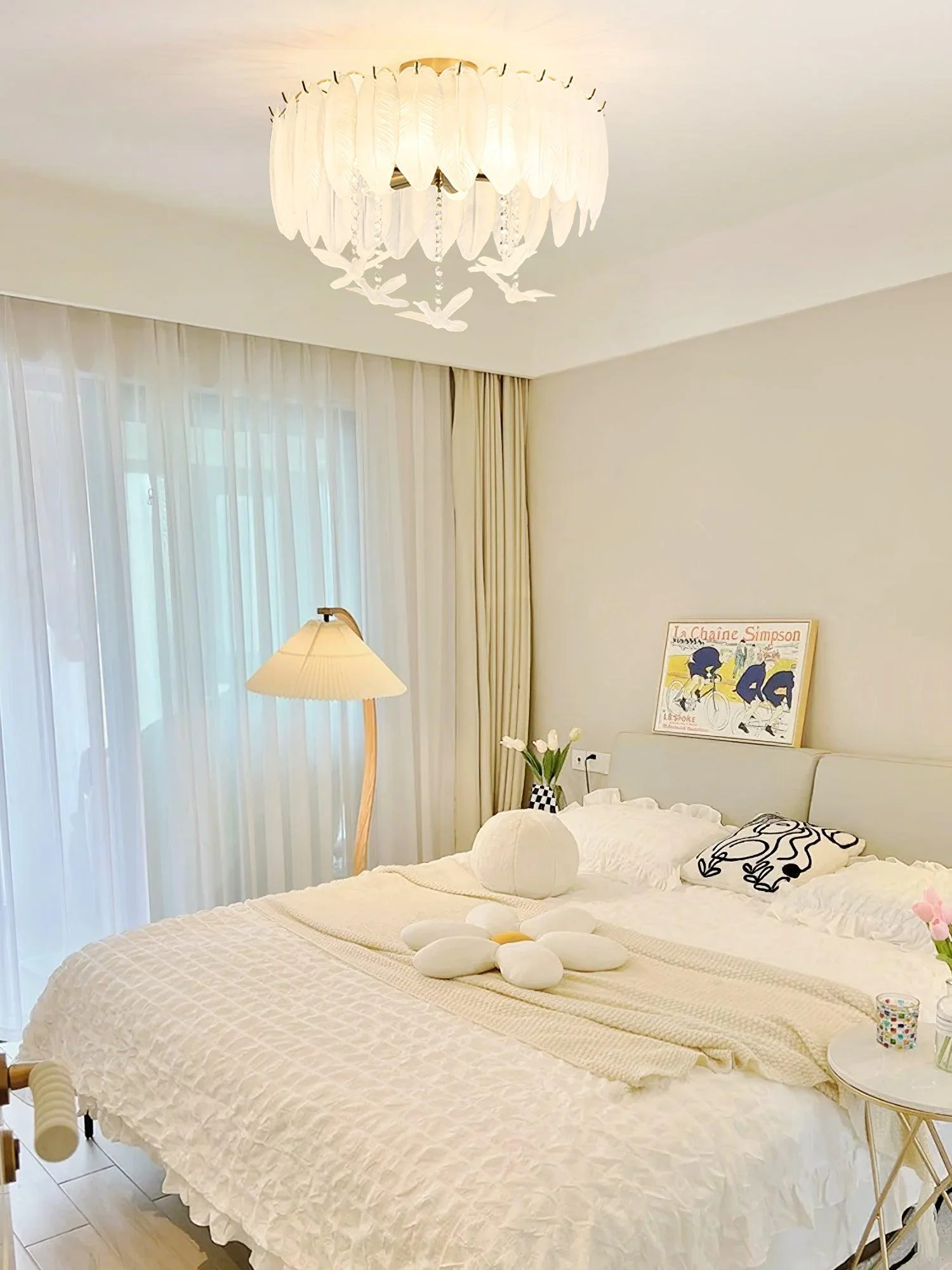 Solara Ceiling Lamp Glass Feather Bird Elegant - Image 2