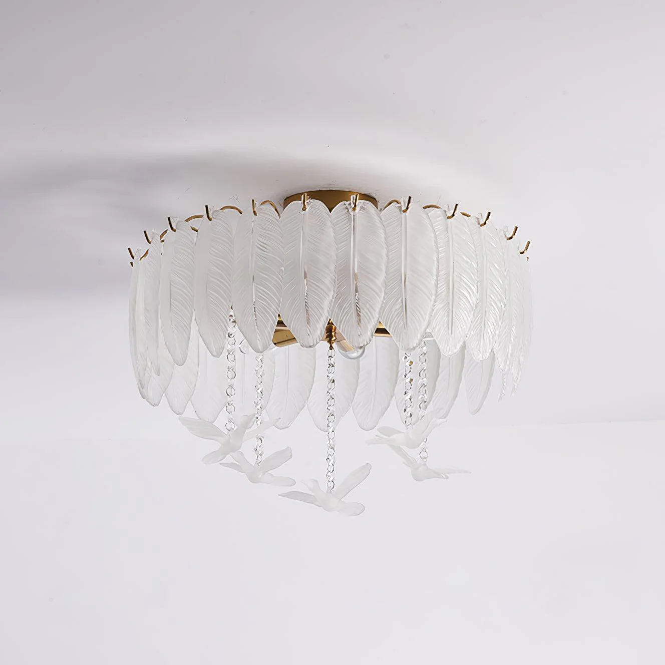 Solara Ceiling Lamp Glass Feather Bird Elegant - Image 20