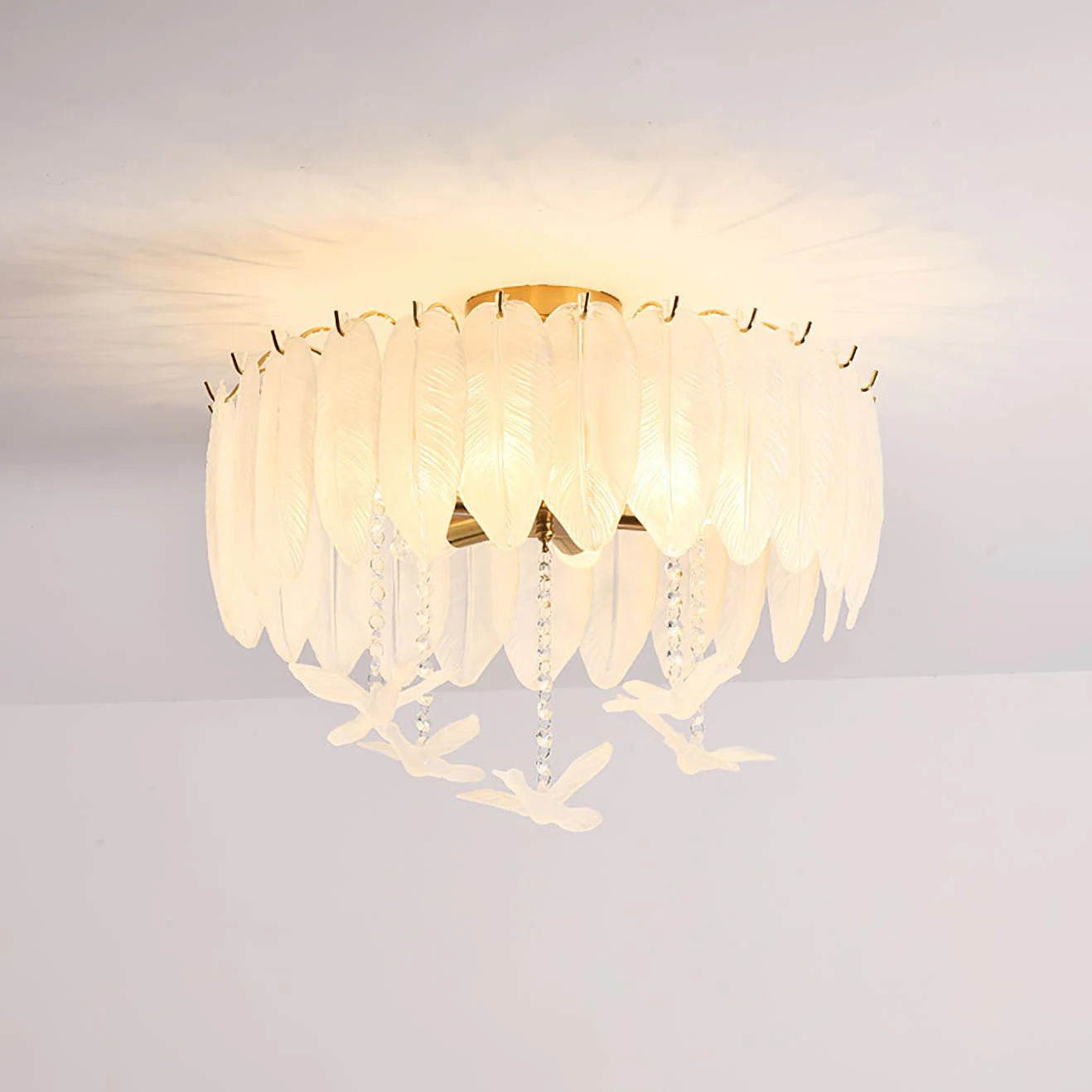 Solara Ceiling Lamp Glass Feather Bird Elegant - Image 21