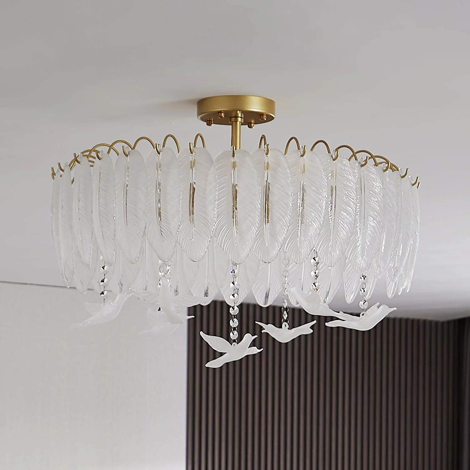 Solara Ceiling Lamp Glass Feather Bird Elegant - Image 22