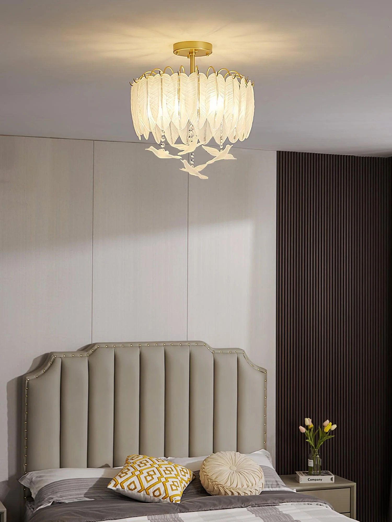 Solara Ceiling Lamp Glass Feather Bird Elegant - Image 3
