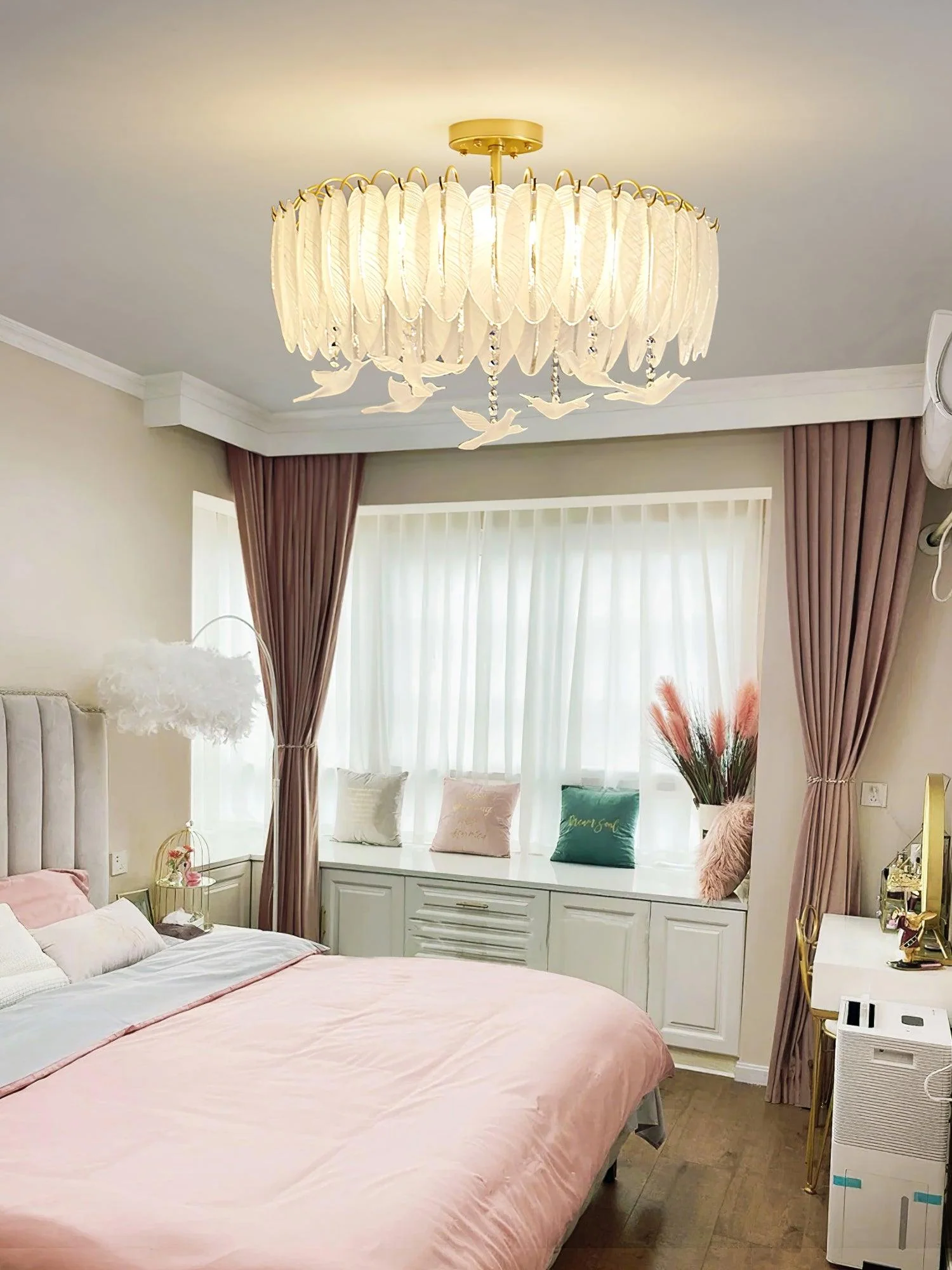 Solara Ceiling Lamp Glass Feather Bird Elegant - Image 5