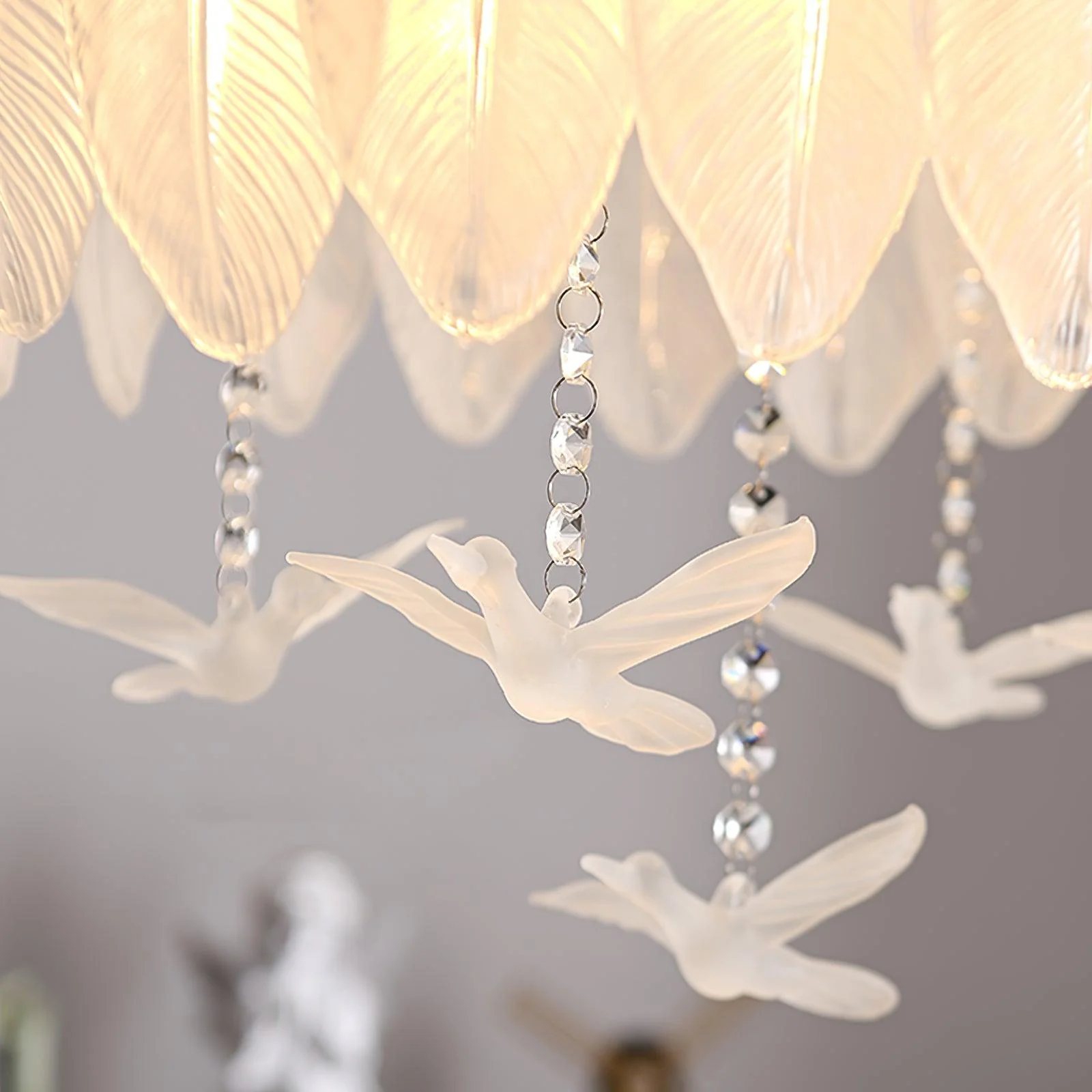 Solara Ceiling Lamp Glass Feather Bird Elegant - Image 9